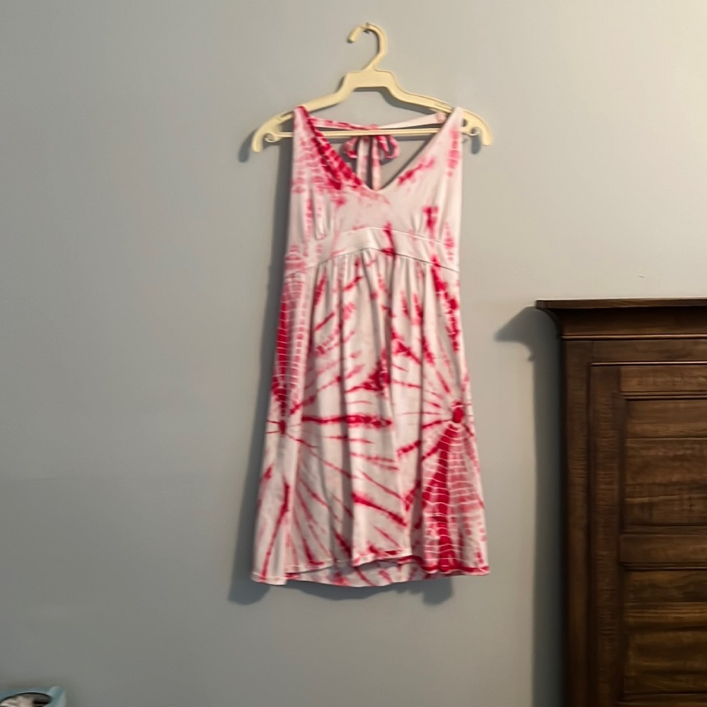 Pink and white tye die halter dress. Bra top. Victorias Secret